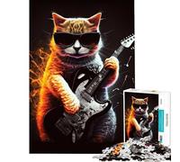 Jigsaws for Adults1000 Pieces Cat Playing Guitar Jigsaw 1000 Pieces Toy Wall Decor Presents for Women for Is Ideal As A Gifts (38x52cm)
