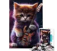 Jigsaws for Adults1000 Pieces Cat Playing Guitar Jigsaw 1000 Pieces Toy Wall Decor Presents for Women for Is Ideal As A Gifts (38x52cm)