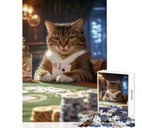 Jigsaws for Adults1000 Pieces Cat Playing Poker Adult Jigsaw Puzzles Difficult Challenge for Birthday, Chrismas Unique Birthday And Xmas Gifts (38x52cm)