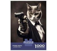 Jigsaws for Adults1000 Pieces Cat Secret Agent Jigsaw for Adults Brain Teaser Game Staycation Kill Time for Birthday, Chrismas 38x26cm/1000pcs