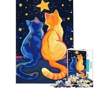 Jigsaws for Adults1000 Pieces Cats Gazing at A Starry Night Jigsaw 1000 Pieces Toy Wall Decor Presents for Women for Is Ideal As A Gifts (50x75cm)
