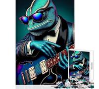 Jigsaws for Adults1000 Pieces Chameleon Musician with Guitar Educational Games Suitable for Couples Toy Wall Decor Help The Brain Exercise (50X75CM)