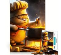 Jigsaws for Adults1000 Pieces Chef Fat Cat Flawless Fit Art Mental Skill Game Rest Time Play Birthday Art Play (50x75cm)
