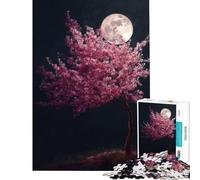 Jigsaws for Adults1000 Pieces Cherry Blossom Tree Under Moonlight Help The Brain Exercise Learning Educational Brain Teaser Game for Age 14+ Game (50x75cm)