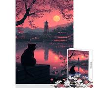 Jigsaws for Adults1000 Pieces Cherry Moonlit Serenity Impossible Game Birthday Present Home Decoration Toys Help The Brain Exercise (50x75cm)