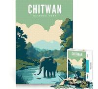 Jigsaws for Adults1000 Pieces Chitwan National Park Smooth Cut Art Creative Brain Game Leisure Time Fun Christmas Calm Gift (38x26cm)
