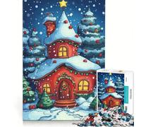 Jigsaws for Adults1000 Pieces Christmas Cottage Tree, Practical Game, But Fun And Humorous, Suitable for Desktop Decoration 38x26cm