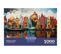 Jigsaws for Adults1000 Pieces Colorful Canal Houses Jigsaw Puzzle Relaxing Games Birthday Present Deal As Gifts for The Whole Family 52x38cm/1000pcs