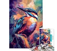 Jigsaws for Adults1000 Pieces Colorful Kingfisher Painting Fun at Home Activities, Pattern Assembly Hands-on Game for And 14 Years And over (38X52CM)