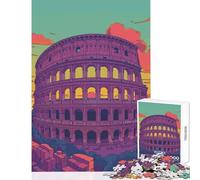 Jigsaws for Adults1000 Pieces Colosseum Retro Mid Century Style Educational Toy Gift For Birthdays Hands-on Game Artists Collection, Fine Art Size 38x52cm