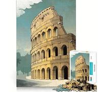 Jigsaws for Adults1000 Pieces Colosseum Watercolor Illustration Smooth Cut Art Creative Brain Game Leisure Time Fun Christmas Calm Gift (38x52cm)