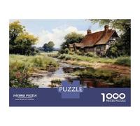 Jigsaws for Adults1000 Pieces Cottage by The Stream-2 Jigsaws for Adults Hands-on Game Difficult Challenge Help The Brain Exercise 70x50cm/1000pcs