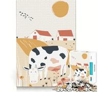 Jigsaws for Adults1000 Pieces Cow In The Farm Smooth Cut Art Creative Brain Game Leisure Time Fun Christmas Calm Gift (38x52cm)