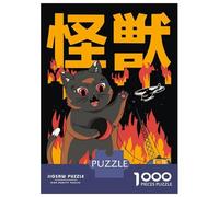 Jigsaws for Adults1000 Pieces Cute Cat Kaiju Jigsaws for Adults Hands-on Game Difficult Challenge Help The Brain Exercise 70x50cm/1000pcs