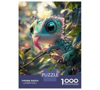 Jigsaws for Adults1000 Pieces Cute Chameleon with Big Eyes Jigsaws for Adults Hands-on Game Difficult Challenge Help The Brain Exercise 38x26cm/1000pcs