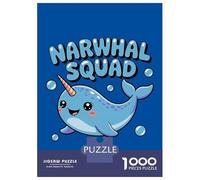 Jigsaws for Adults1000 Pieces Cute Narwhal Squad Cartoon Illustration Adult Jigsaw Puzzle Brain Teaser Game Enhance Memory Stress Reduction Gifts 52x38cm/1000pcs