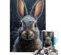 Jigsaws for Adults1000 Pieces Cute Wet Rabbit Difficult And Challenge Learning Educational Practical Game for 14+ Puzzle Game Offered (50x75cm)