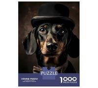 Jigsaws for Adults1000 Pieces Dachshund Hat Adult Jigsaw Puzzle Brain Teaser Game Enhance Memory Stress Reduction Gifts 38x26cm/1000pcs
