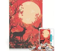 Jigsaws for Adults1000 Pieces Deer And Raven Under Full Moon, Toy Wall Decor, Challenging To Complete, Deal As Gifts for The Whole Family 38x26cm