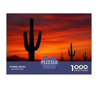 Jigsaws for Adults1000 Pieces Desert Sunset with Cactus Silhouettes Adult Jigsaw Puzzle Brain Teaser Game Enhance Memory Stress Reduction Gifts 38x26cm/1000pcs