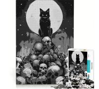 Jigsaws for Adults1000 Pieces Devilish Black Cat Hell, Toy Wall Decor, Challenging To Complete, Deal As Gifts for The Whole Family 38x26cm
