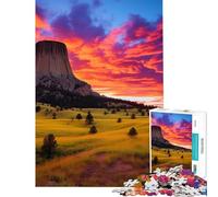 Jigsaws for Adults1000 Pieces Devils Tower at Sunset Help The Brain Exercise Learning Educational Brain Teaser Game for Age 14+ Game (38x26cm)