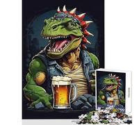 Jigsaws for Adults1000 Pieces Dinosaur Drinking Beer Educational Games Suitable for Couples Toy Wall Decor Help The Brain Exercise (50X75CM)