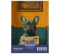 Jigsaws for Adults1000 Pieces Dog Reading Newspaper in Bathroom Funny Jigsaws for Adults Hands-on Game Difficult Challenge Help The Brain Exercise 70x50cm/1000pcs