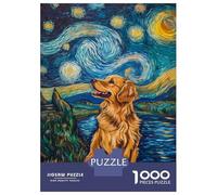 Jigsaws for Adults1000 Pieces Dog Under Starry Sky -4 Jigsaw Puzzle Relaxing Games Birthday Present Deal As Gifts for The Whole Family 52x38cm/1000pcs