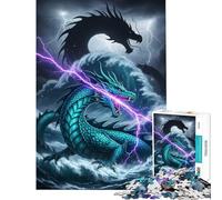 Jigsaws for Adults1000 Pieces Dragon in Stormy Seas with Lightning Jigsaw Puzzle 1000 Toy Wall Decor Difficult Hard Challenging Game And Family Play (75x50cm)