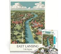 Jigsaws for Adults1000 Pieces East Lansing Michigan Art, Toy Wall Decor, Challenging To Complete, Deal As Gifts for The Whole Family 38x26cm