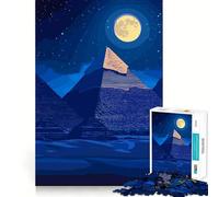 Jigsaws for Adults1000 Pieces Egyptian Pyramids at Night Smooth Cut Art Creative Brain Game Leisure Time Fun Christmas Calm Gift (38x52cm)
