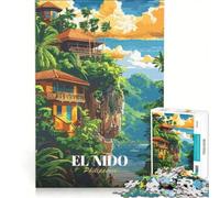 Jigsaws for Adults1000 Pieces El Nido Philippines Travel Poster, Brain Teaser Game, Tough Challenge, Gifts for Friends And Family 50x75cm