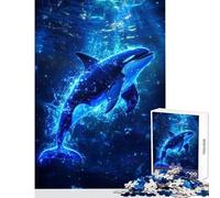 Jigsaws for Adults1000 Pieces Enchanted Dolphin Glow Impossible Game But Fun And Humorous Educational Toy Gifts for Friends And Family (50X75cm)