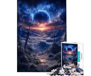 Jigsaws for Adults1000 Pieces Fantasy Landscape with Sword And Cross Help The Brain Exercise Learning Educational Brain Teaser Game for Age 14+ Game (50x75cm)