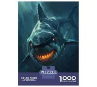 Jigsaws for Adults1000 Pieces Fantasy Shark Glowing Eyes Adult Jigsaw Puzzle Brain Teaser Game Enhance Memory Stress Reduction Gifts 38x26cm/1000pcs