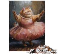 Jigsaws for Adults1000 Pieces Fat Cat Funny Dancing Fun at Home Activities, For Family Fun Fun Games Suitable for People Aged 14 And Above (50x75cm)