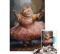 Jigsaws for Adults1000 Pieces Fat Cat Funny Dancing Fun at Home Activities, Pattern Assembly Hands-on Game for And 14 Years And over (50X75CM)
