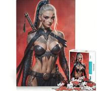 Jigsaws for Adults1000 Pieces Female Warrior with Katana And Tattoos, Toy Wall Decor, Challenging To Complete, Deal As Gifts for The Whole Family 38x26cm