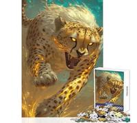 Jigsaws for Adults1000 Pieces Fierce Cheetah Golden Energy Educational Toy Gift For Birthdays Hands-on Game Artists Collection, Fine Art Size 38x26cm