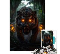Jigsaws for Adults1000 Pieces Fierce Tiger in Jungle Help The Brain Exercise Learning Educational Brain Teaser Game for Age 14+ Game (50x75cm)