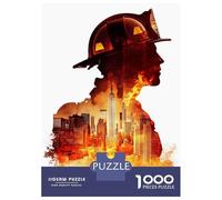 Jigsaws for Adults1000 Pieces Firefighter Silhouette NYC Jigsaws for Adults Hands-on Game Difficult Challenge Help The Brain Exercise 70x50cm/1000pcs