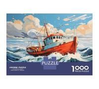 Jigsaws for Adults1000 Pieces Fishing Boat Ocean Waves-2 Jigsaws for Adults Hands-on Game Difficult Challenge Help The Brain Exercise 70x50cm/1000pcs