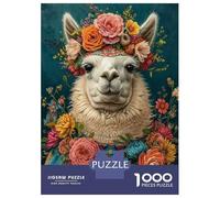 Jigsaws for Adults1000 Pieces Floral Llama Art Print Jigsaw for Adults Relax Games Analysis And Logic Deal As Gifts for The Whole Family 70x50cm/1000pcs