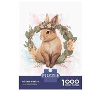 Jigsaws for Adults1000 Pieces Floral Watercolor Rabbit Jigsaw for Adults Brain Teaser Game Staycation Kill Time for Birthday, Chrismas 38x26cm/1000pcs