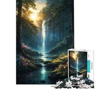 Jigsaws for Adults1000 Pieces Forest Waterfall Sunset Fun at Home Activities, Pattern Assembly Hands-on Game for And 14 Years And over (38X52CM)