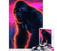 Jigsaws for Adults1000 Pieces Furious Gorilla with Glowing Eyes Educational Toy Gift For Birthdays Hands-on Game Artists Collection, Fine Art Size 38x26cm
