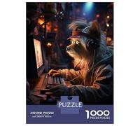 Jigsaws for Adults1000 Pieces Gaming Hippie Dog Jigsaws for Adults Hands-on Game Difficult Challenge Help The Brain Exercise 38x26cm/1000pcs