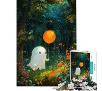 Jigsaws for Adults1000 Pieces Ghost with An Orange Balloon in Forest Relax Games Toys Educational Games Gifts For Birthdays But Fun And Humorous (Size 50x75cm)