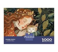 Jigsaws for Adults1000 Pieces Girl Sleeping with Cat Jigsaw for Adults Relax Games Analysis And Logic Deal As Gifts for The Whole Family 70x50cm/1000pcs